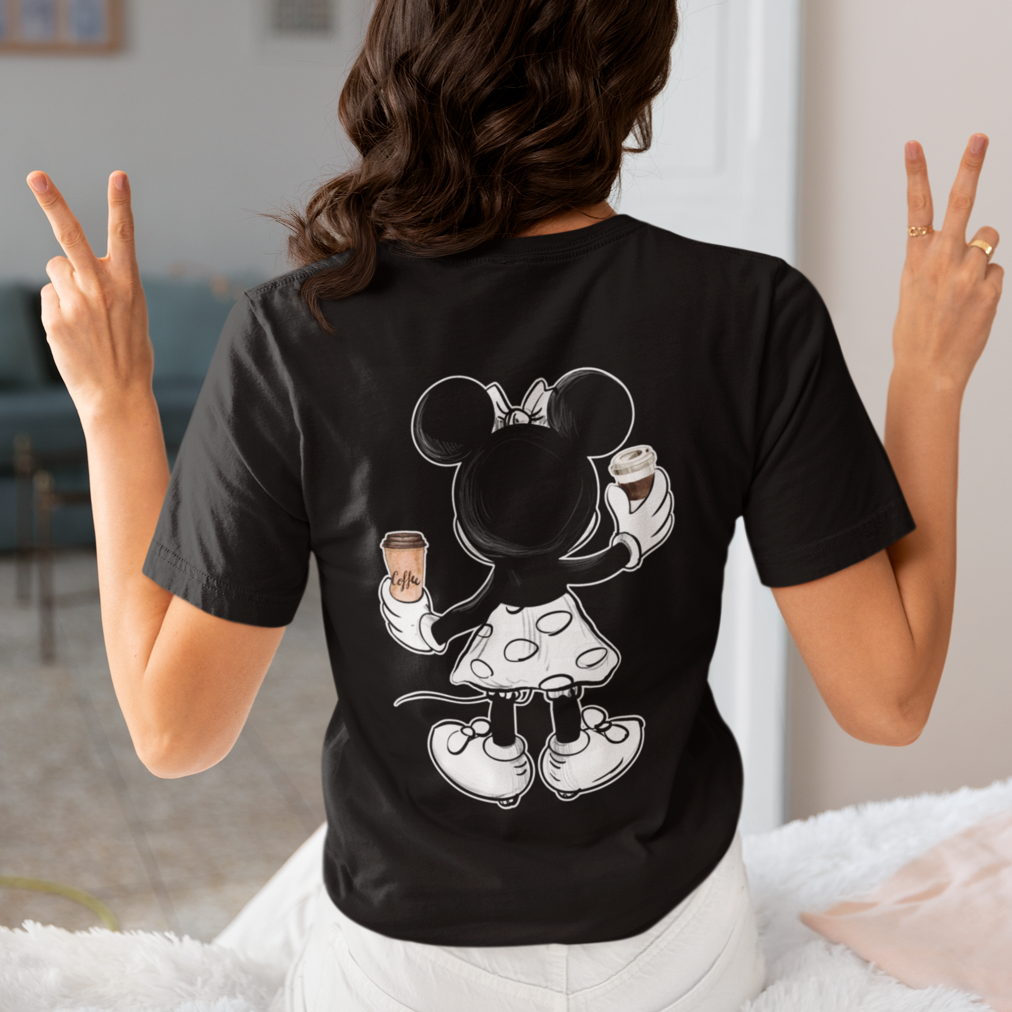 CAFFEE MOUSE - Premium Damenshirt Backprint